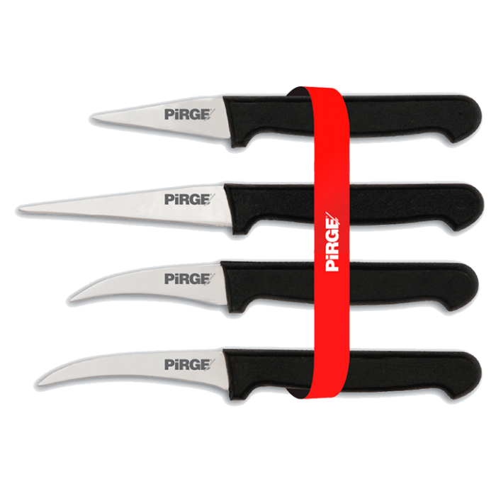 Set cutite curbate carving, pentru decorat, decojit fructe, 4 bucati, PIRGE, otel inoxidabil