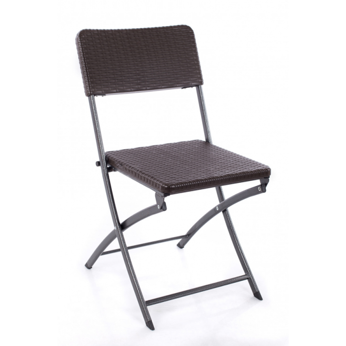 Set mobilier gradina RAKI masa 151,8x83,5xh73cm cu 6 scaune pliante 57x44,5xh80,5cm, aspect ratan, maro