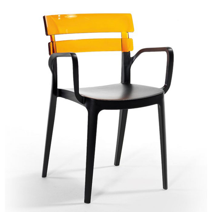 Scaun terasa cu brate, RAKI BERMUDA BISTRO 54,5x51xh81,6cm polipropilena cu fibra de sticla, negru-mustar