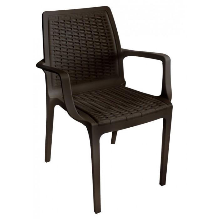 Set exterior gradina CULINARO VINI, masa patrata 90x90x75cm, 4 scaune 58,5x56,5xH85cm polipropilena/fibra sticla maro