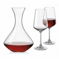 Set decantor 1500ml cu 2 pahare pentru vin 450ml BOHEMIA CRISTAL SANDRA