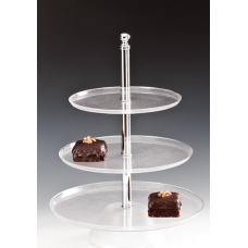 Stand rotund de prezentare RAKI D35xh50cm, 3 niveluri D35/D30/D25cm, policarbonat