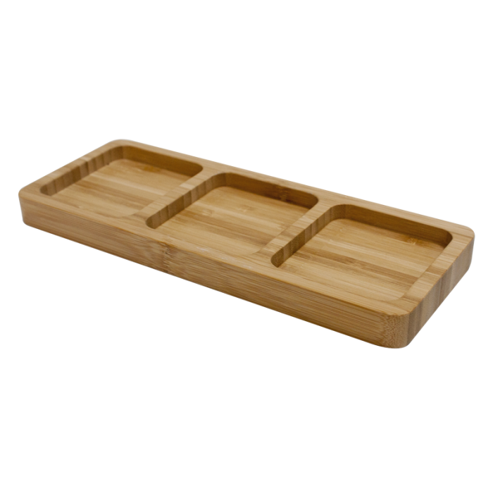 Platou servire dreptunghiular bambus RAKI 25,5x10xh1,9cm cu 3 compartimente