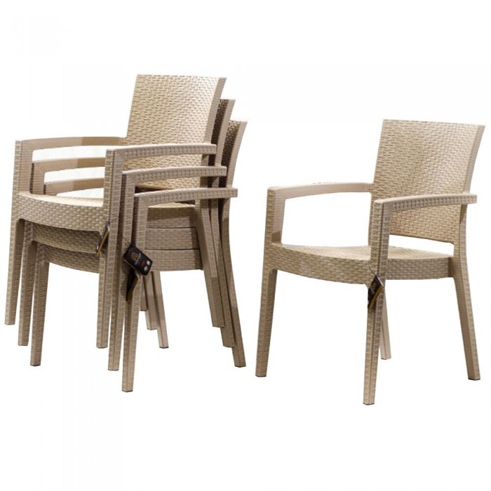 Set 4 scaune CULINARO PARIS RATTAN culoare cappuccino 62x58xH88cm polipropilena/fibra sticla
