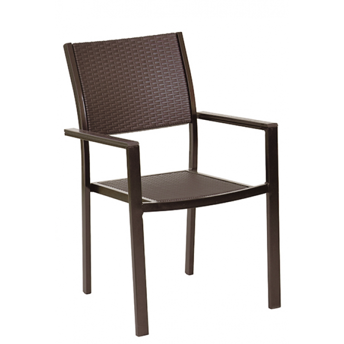 Set mobila pentru balcon RAKI masa D60xh74cm si 2 scaune cu brate, polyratan maro