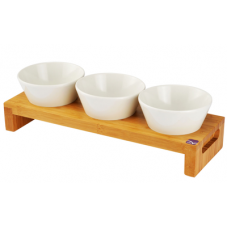 Set 3 boluri melamina cu suport bambus RAKI 49,5x16x8,5cm
