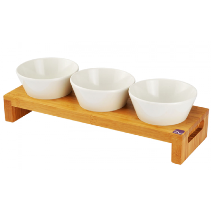 Set 3 boluri melamina cu suport bambus RAKI 49,5x16x8,5cm