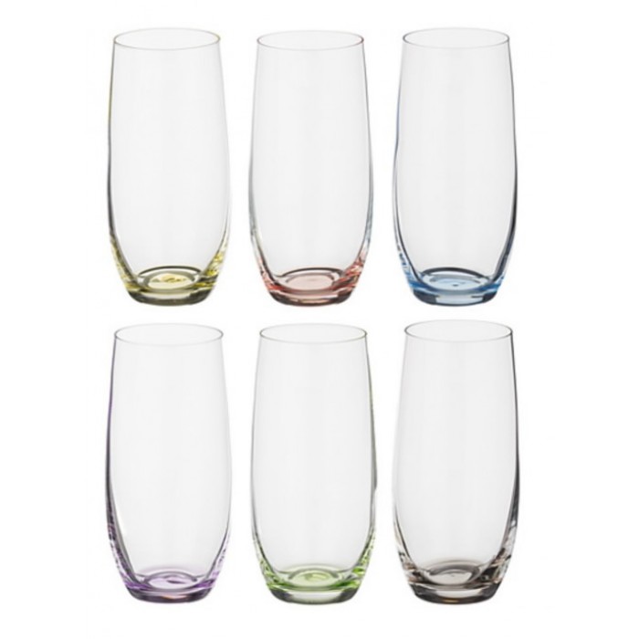 Set 6 pahare pentru bauturi racoritoare BOHEMIA CRISTAL RAINBOW 350ml