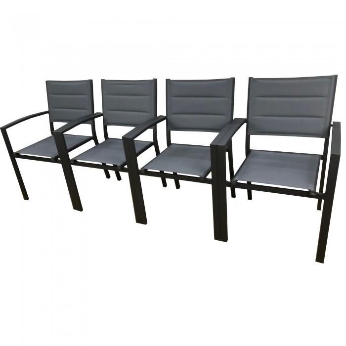 RAKI Set 4 scaune terasa/gradina cu brate, din panza dubla cu cadru aluminiu