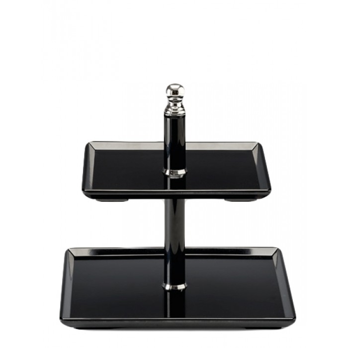 Display prezentare melamina RAKI, 25x25xh23cm, cu 2 niveluri 25x25cm/20x20cm, negru