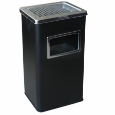 RAKI ICIKALA Cos gunoi cu scrumiera de exterior 24x30xh61cm pentru hotel, negru