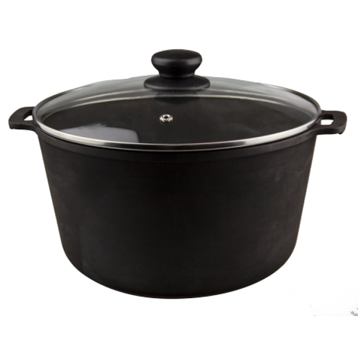 Cratita din fonta cu capac sticla MAYSTERNYA, 5lt, D24xh12cm + burete sarma