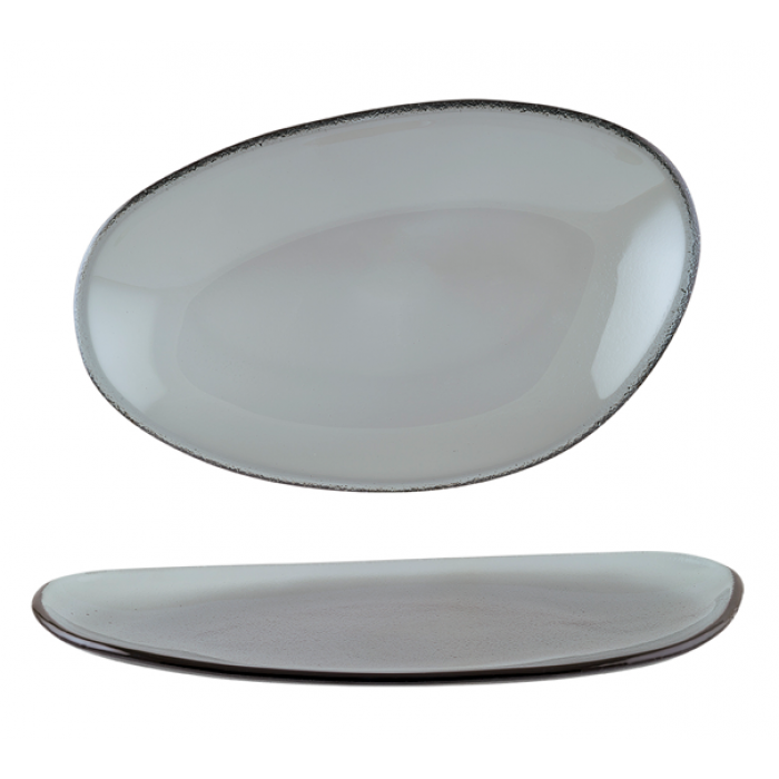 Farfurie ovala din sticla BONNA VAGO GLASS, 29cm (GLVAO 29DT)