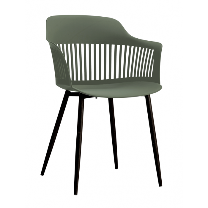 Set mobilier dining/bucatarie RAKI, masa rotunda cu blat MDF melaminat 80x75cm, 4 scaune Florida 53x59x81cm verde/negru