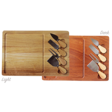 Set platou lemn cu cutite servit branzeturi RAKI 38x26xh1,9cm mahon