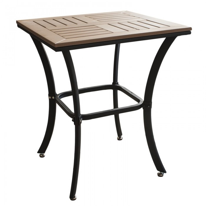 RAKI HUNA Set terasa/gradina masa patrata polywood 60xh74cm cu 2 scaune cu brate, din panza dubla cu cadru aluminiu