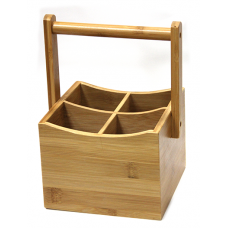 Suport bambus cu 4 compartimente RAKI tacamuri si sticle oliviere 15x15xh23cm