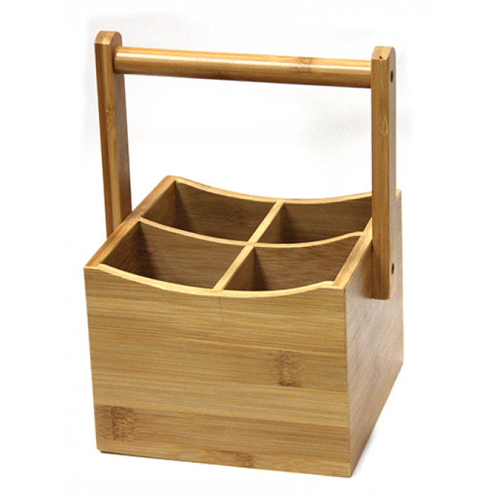 Suport bambus cu 4 compartimente RAKI tacamuri si sticle oliviere 15x15xh23cm