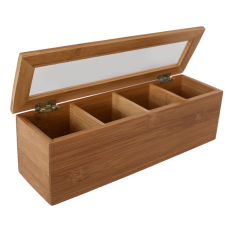 Cutie pentru ceai din bambus RAKI cu 4 compartimente 30x9x9cm