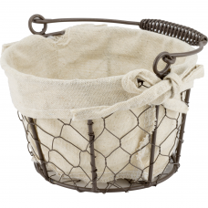 Cos servire paine rotund RAKI 22x21x14cm din metal si panza cu maner