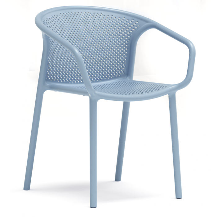 Scaun terasa cu spatar rotunjit RAKI CHICAGO, polipropilena, 57x57xh77cm, albastru