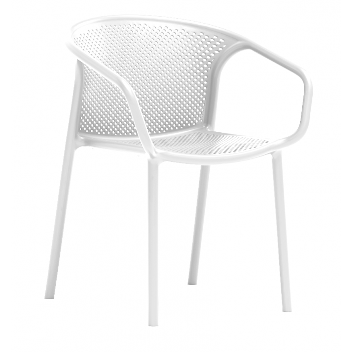 Scaun terasa cu spatar rotunjit RAKI CHICAGO, polipropilena, 57x57xh77cm, alb