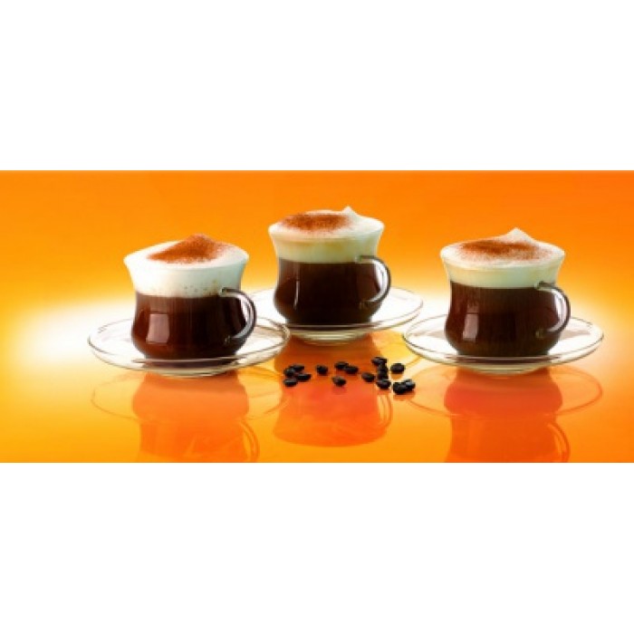 Set servire ceai, cafea 12 piese, cesti cu farfurioare din sticla termorezistenta WOL 220ml