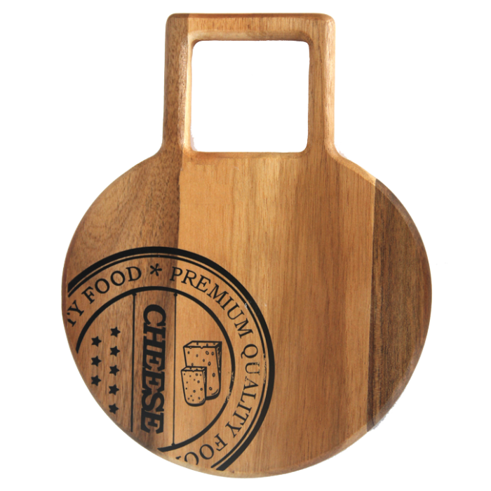 Platou servire RAKI 40x30cm rotund, cu maner, lemn acacia