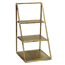Stand expunere briose, cu 3 niveluri, metalic, patrat, RAKI, 17x17xh31cm, Gold