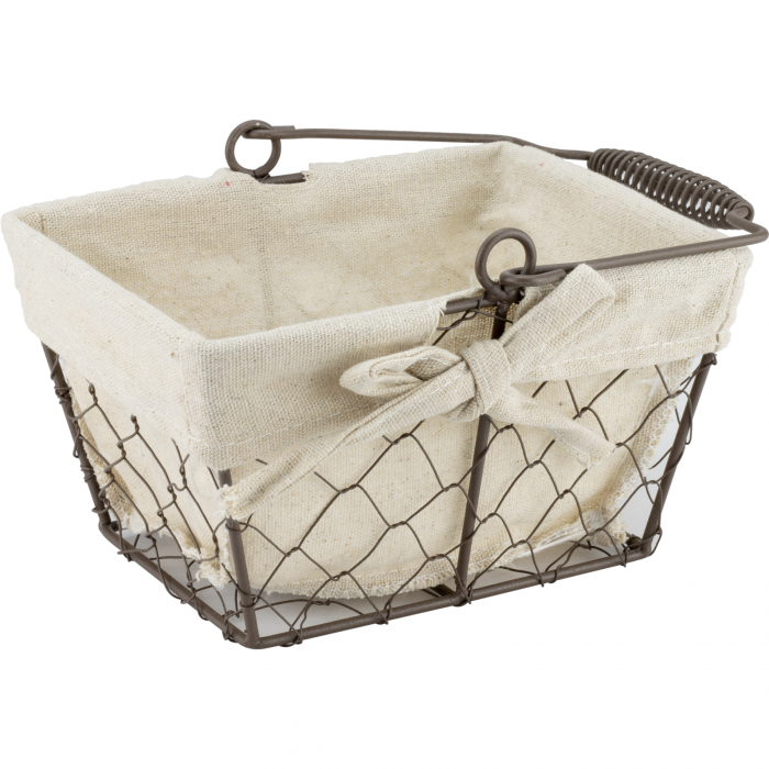 Cos servire paine dreptunghiular RAKI 16x11x10cm din metal si panza cu maner