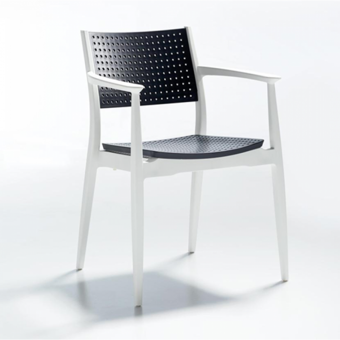 Set masa si scaune bucatarie RAKI, masa dreptunghiulara cu blat MDF melaminat 120x80x75cm, 4 scaune SEGINUS 54x58xh82cm alb antracit