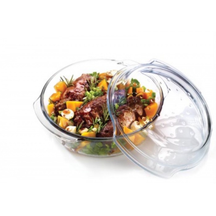 Vas yena cu capac WOL sticla termorezistenta 1,7l 22,5x19,3xh10cm, cu grill antiaderent si picurator