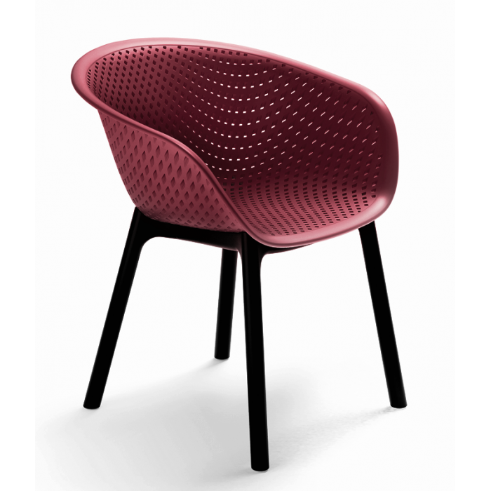 RAKI HAVANA Set 4 scaune bucatarie tip fotoliu cu aditiv de protectie anti UV 61x64x74cm bordo