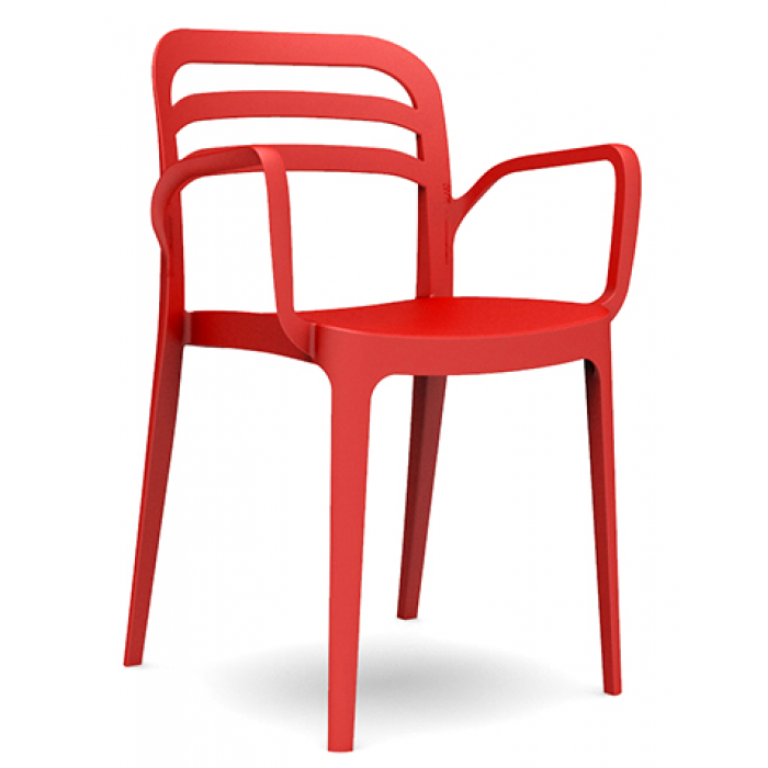 Set 6 scaune bucatarie cu brate CULINARO ASPENDOS 54,5x54,3xH81,9cm culoare rosie din polipropilena cu fibra de sticla
