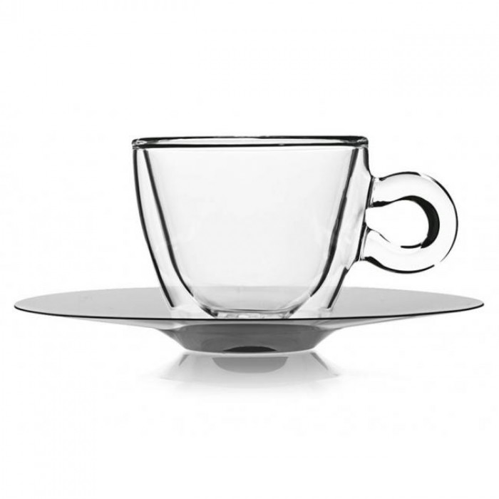 Ceasca termica cu pereti dubli si farfurioara inox LUIGI BORMIOLI DRINK & DESIGN 165ml D8,2xh7,3cm