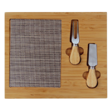 Set platou bambus cu cutite servit branzeturi RAKI 30x25x1,8cm