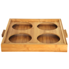 Suport bambus RAKI pentru 4 borcane 38x38xh5cm