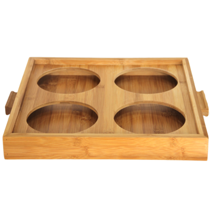 Suport bambus RAKI pentru 4 borcane 38x38xh5cm