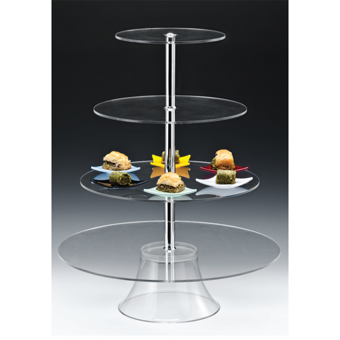 Suport de prezentare acrilic RAKI, D49xh62cm, patru niveluri D49/D39/D31/D22cm