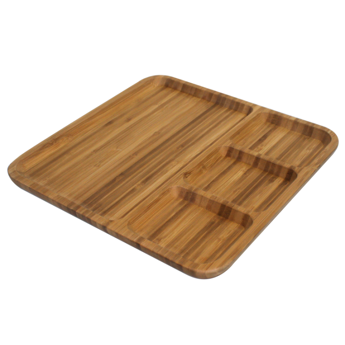 Tava servire bambus RAKI 28x18xh1,6cm cu 4 compartimente