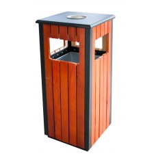 RAKI Cos gunoi patrat cu scrumiera 35x35xh80cm din lemn