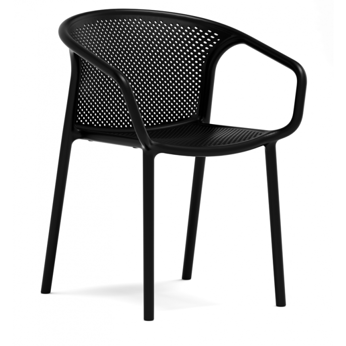 Scaun terasa cu spatar rotunjit RAKI CHICAGO, polipropilena, 57x57xh77cm, negru