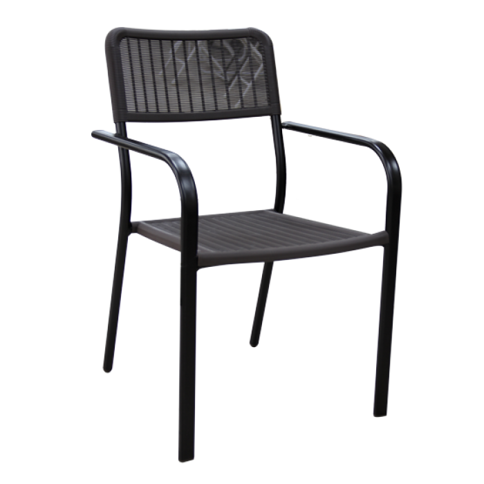 RAKI CAMPMAN Set mobilila gradina/terasa/balcon 2 scaune cu brate, masuta patrata 45x45xh43cm maro