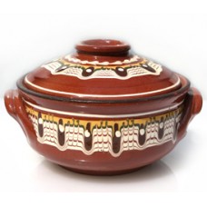 Vas din lut, ceramica, cu capac RAKI 650ml TROIANSKA SARCA, pictat manual