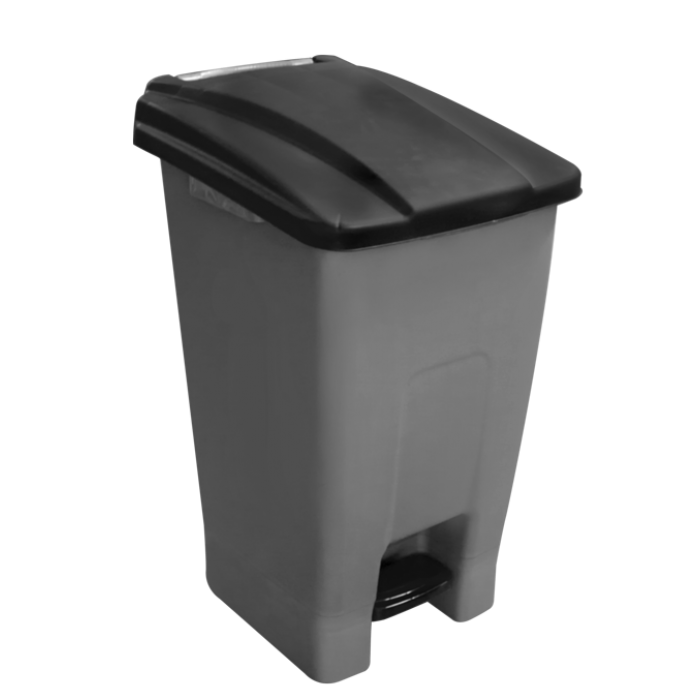 Cos gunoi RAKI ICIKALA PROFI pentru colectare selectiva cu pedala si roti 70L negru MN0133286