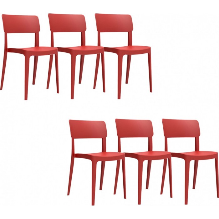 Set 6 scaune bucatarie CULINARO ASPEN culoare rosie polipropilena/fibra sticla 43,9x45,3xh81,7cm