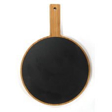 Platou bambus cu ardezie RAKI 38x26,5x1,9cm rotund cu maner pentru prezentare