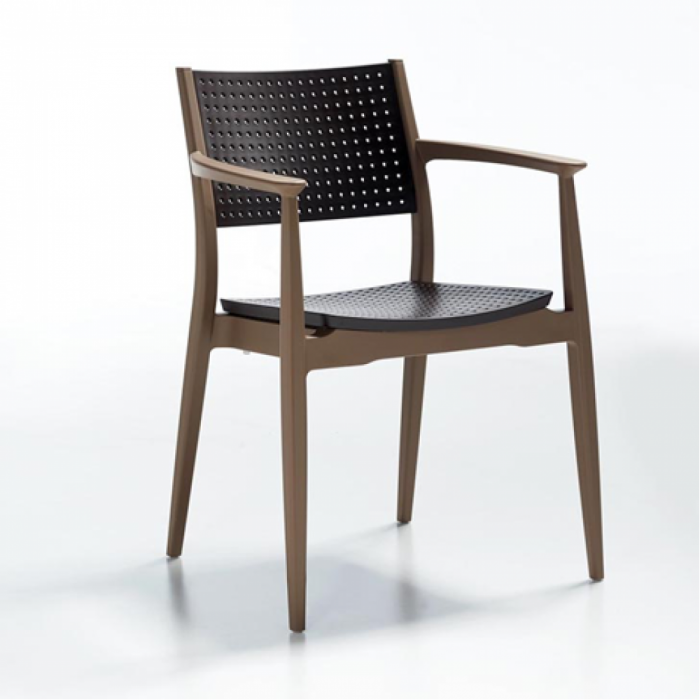 Set masa si scaune bucatarie RAKI, masa dreptunghiulara cu blat MDF melaminat 120x80x75cm, 4 scaune SEGINUS 54x58xh82cm maro bej