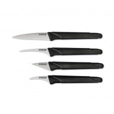 Set 4 cutite carving curbate PIRGE, pentru decorat, decojit fructe, otel inoxidabil