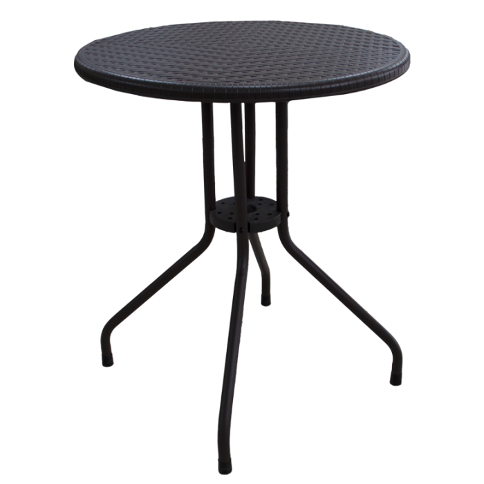 Set mobila pentru balcon RAKI masa D60xh74cm si 2 scaune cu brate, polyratan maro